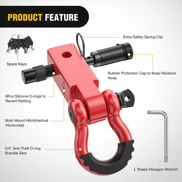 2 Inch Anti-Theft Shackle Hitch Receiver Set