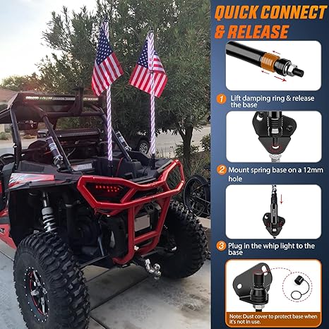 2PCS 5FT Spiral RGB Led Whip Light w/RGB Chasing/Dancing Light RF Remote Control Lighted Antenna Whips for Can-am ATV UTV RZR Polaris Dune Buggy 4 Wheeler Offroad Jeep Truck