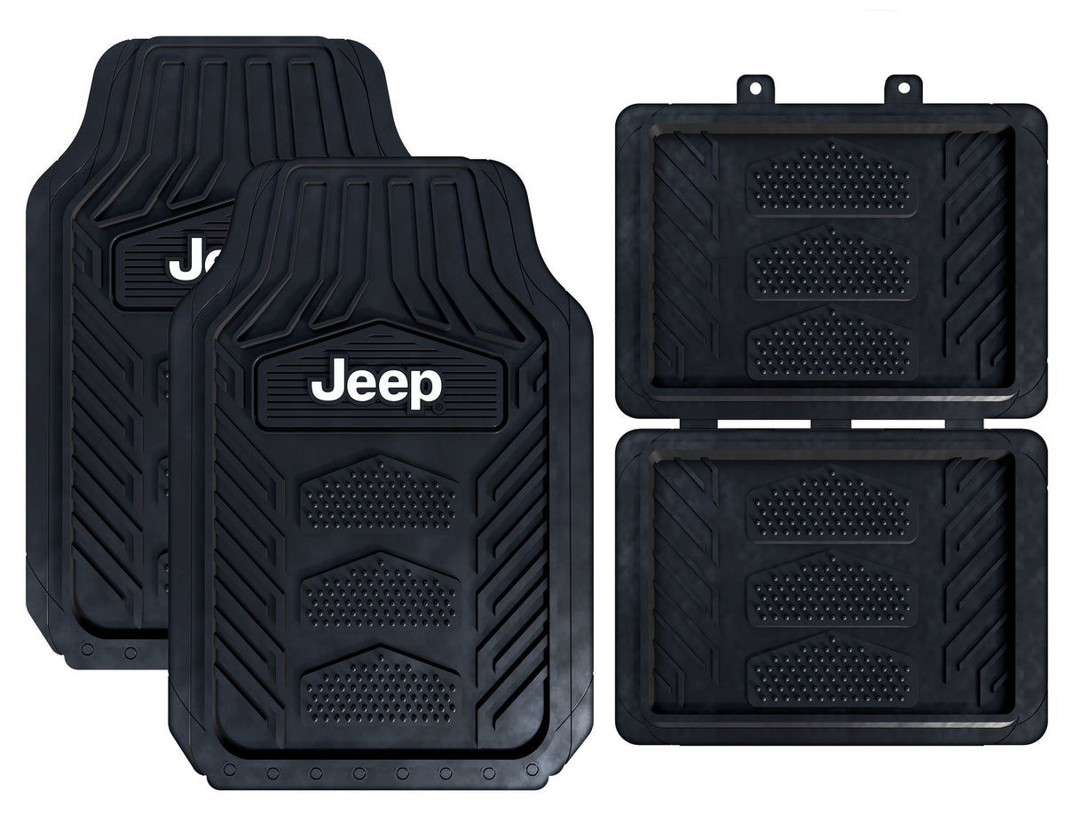 Plasticolor WeatherPro 4pc Universal Jeep Logo Floor Mats 001668R01