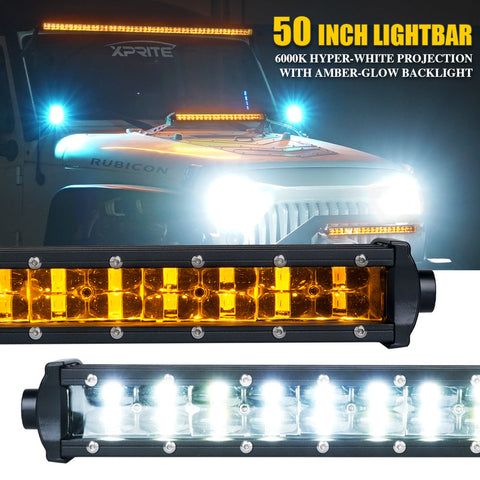 Double Row White LED Light Bar with Amber Backlight | Sunrise Series  50" LED Light Bar