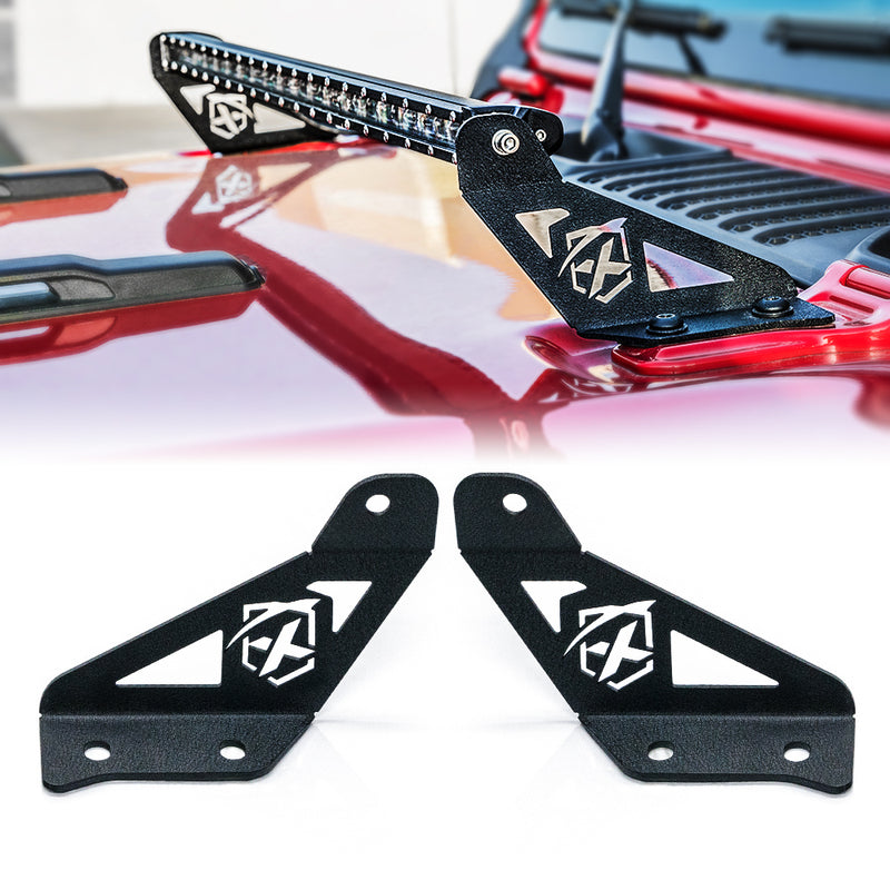 Prevail Series Hood Mounting Brackets for 30" - 32" LED Light Bars For 2018+ Jeep Wrangler JL & Gladiator JT