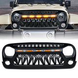 Xprite Venom Series Replacement Grille with LED Running Lights for Jeep Wrangler 2007-2018 JK