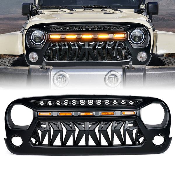 Venom Series Replacement Grille with LED Running Lights for Jeep Wrangler 2007-2018 JK