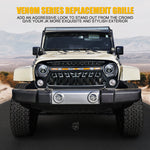 Xprite Venom Series Replacement Grille with LED Running Lights for Jeep Wrangler 2007-2018 JK