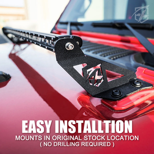 Prevail Series Hood Mounting Brackets for 30" - 32" LED Light Bars For 2018+ Jeep Wrangler JL & Gladiator JT