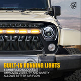 Xprite Venom Series Replacement Grille with LED Running Lights for Jeep Wrangler 2007-2018 JK