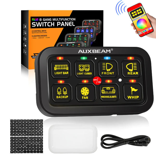AR-800 RGB SWITCH PANEL WITH APP, TOGGLE/ MOMENTARY/ PULSED MODE SUPPORTED(ONE-SIDED OUTLET)