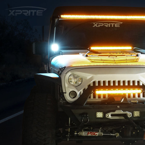 Double Row White LED Light Bar with Amber Backlight | Sunrise Series  WL-C8AMBER-120SS     22" LED Light Bar