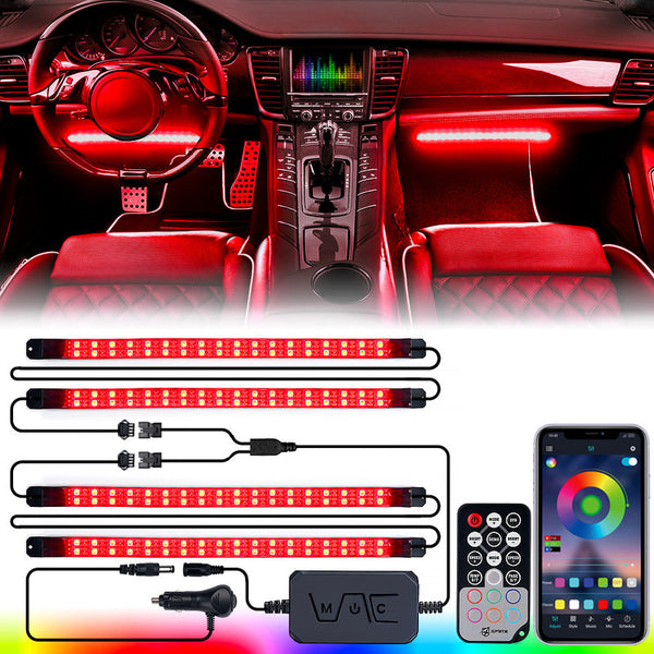 4PC Celestial Series Double Row RGB LED Interior Car Light Set - Bluetooth and Remote Control