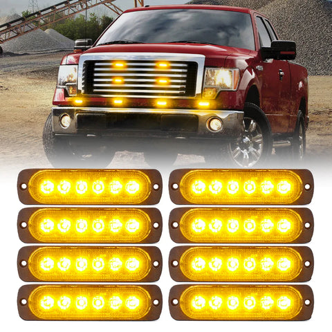 Alert 6 Series 6W Flush Mount Side Marker Emergency Strobe Light - Set of 8