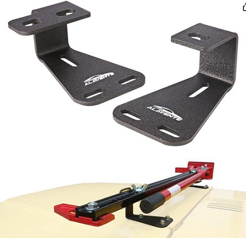 ALAVENTE High Lift Jack Mount Hinge Mounting Hood Bracket for Jeep Wrangler CJ 1944-1986 / YJ 1987-1995 / TJ 1997-2006 (Pair, Black)