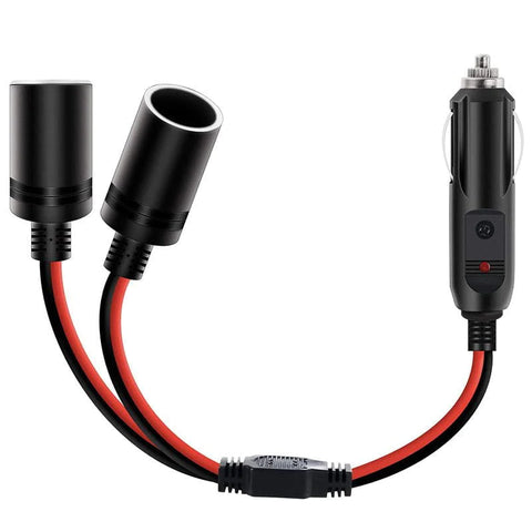 1 to 2 Car Cigarette Lighter Splitter Plug Socket with 15A Inline Fuse