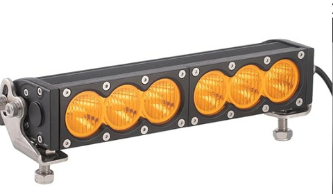 Super Bright Off-Road LED Light Bar 10" Single Row, Amber Long-Range Wide Flood Beam, All-Weather Application for Truck & SUV, Corrosion & Vibration Resistant, Rugged Die-Cast Aluminum Housing, 1-Pack