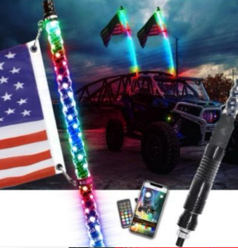 The Spiral Solid Color LED Whip lifth  Light with Spring Mount 4ft