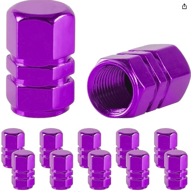 JUSTTOP Car Tire Valve Stem Caps, 12pcs Air Caps Cover, Universal for Cars, SUVs, Bike, Trucks and Motorcycles-Purple