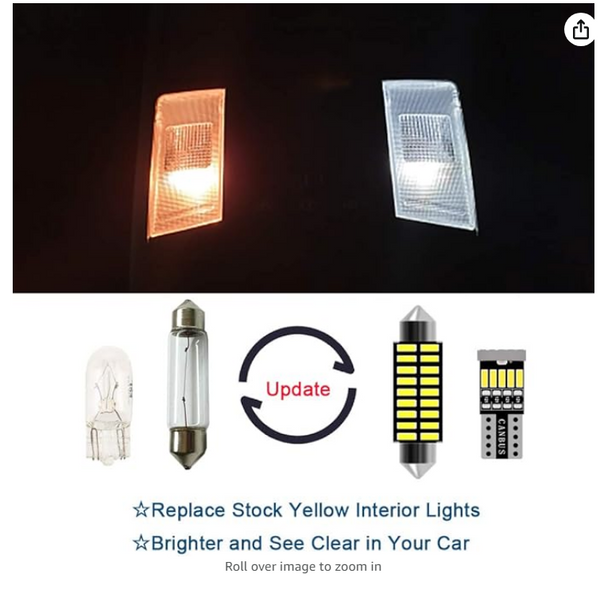 10pcs Tacoma Interior LED Lights Kit Super Bright LED Map Dome Light Bulbs for Toyota Tacoma 2005 2006 2007 2008 2009 2010 2011 2012 2013 2014 2015 2016 2017 2018 2019 2020 2021 2022 all models