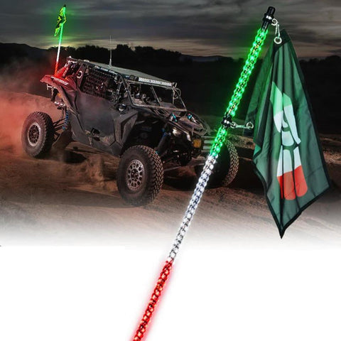 Spiral Static LED Whip Light with Mexico Eagle Flag