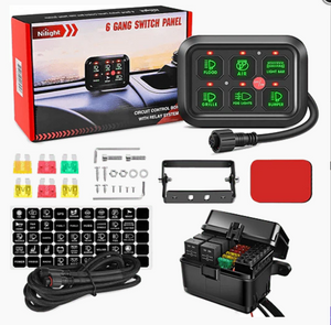 6Gang Multifunction Green Rocker Switch Panel System