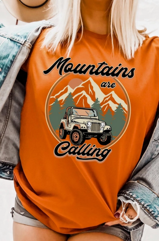 MOUNTAINS ARE CALLING,JEEP,CAMP UNISEX SHORT SLEEVE AUTUMN