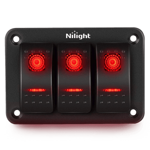 3Gang Aluminum 5Pin ON/Off Rocker Switch Panel Red