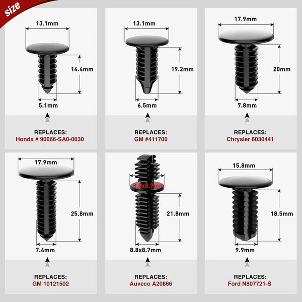 147 Pcs Bumper Retainer Clips Car Push Retainer Kit