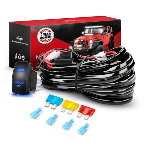 14AWG Wire Harness Kit 2 Leads W/ 12V 5Pin Switch | 3 Fuses | 4 Spade Connectors