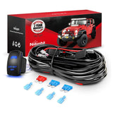 16AWG Wire Harness Kit 2 Leads W/ 12V 5Pin Light Bar Switch | 3 Fuses | 4 Spade Connectors