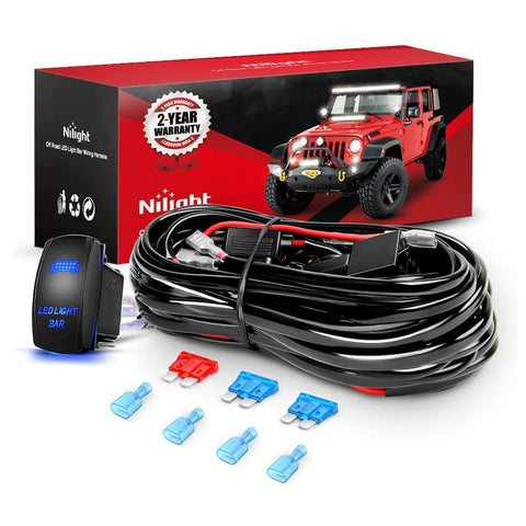 16AWG Wire Harness Kit 2 Leads W/ 12V 5Pin Light Bar Switch | 3 Fuses | 4 Spade Connectors
