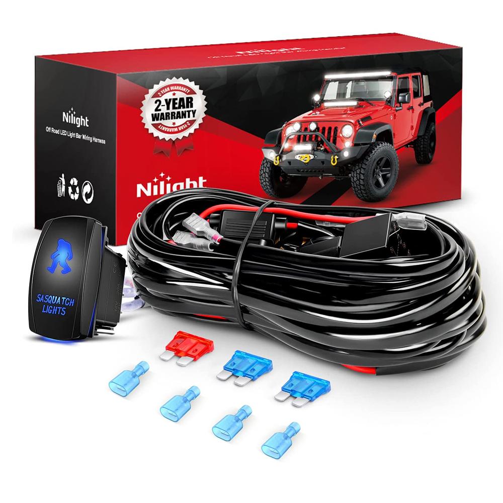 16AWG Wire Harness Kit 2 Leads W/ 12V 5Pin Sasquatch Lights Switch | 3 Fuses | 4 Spade Connectors