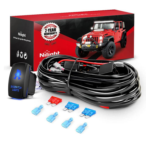 16AWG Wire Harness Kit 2 Leads W/ 12V 5Pin Sasquatch Lights Switch | 3 Fuses | 4 Spade Connectors