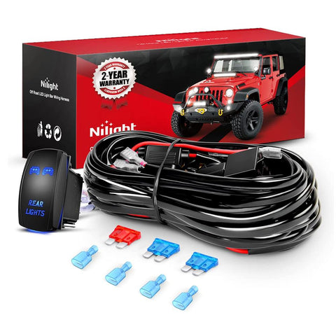 16AWG Wire Harness Kit 2 Leads W/ 12V 5Pin Rear Lights Switch | 3 Fuses | 4 Spade Connectors