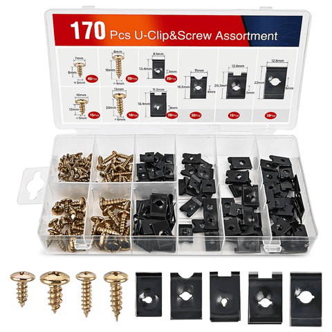 170 Pcs Car U-Clip Screw Assortment Kit