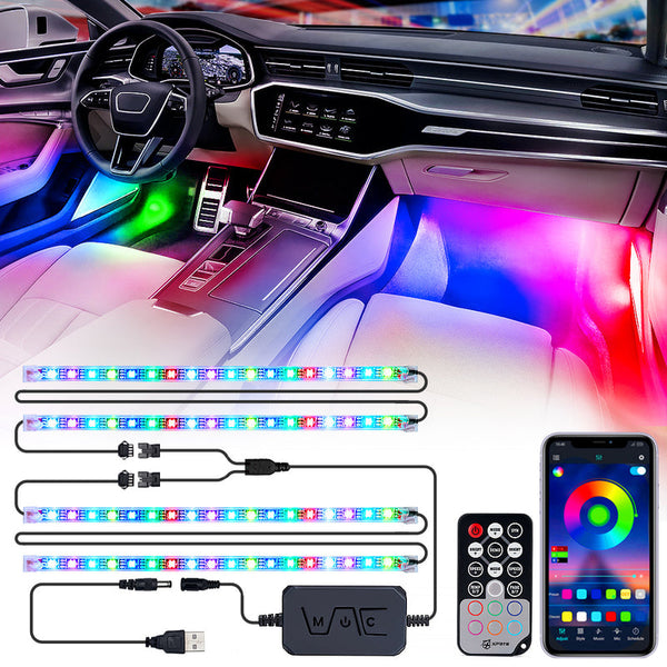 4PC Celestial Dream Series RGB LED Interior Car Light Set - Bluetooth and Remote Control