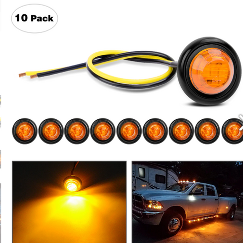 3/4” Amber Round LED Marker Lights (10 Pcs)