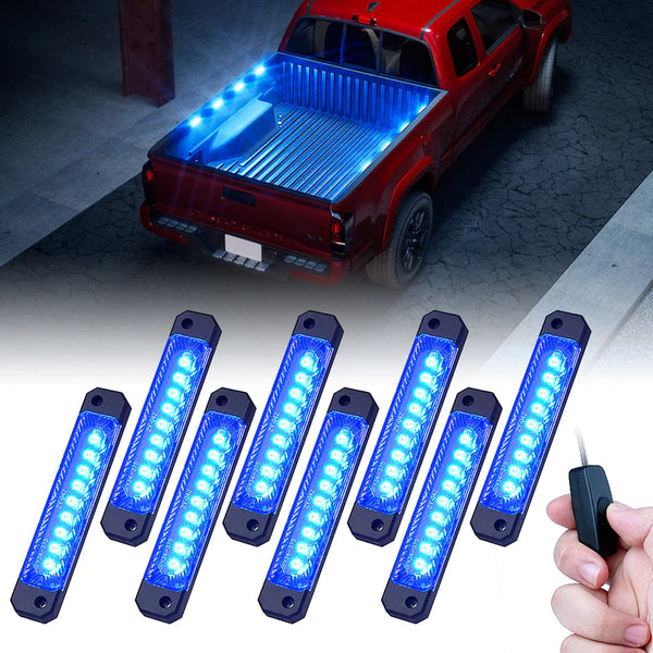 Focal Series Truck Bed Interior Exterior LED Light 8 Pod Set w/ Switch