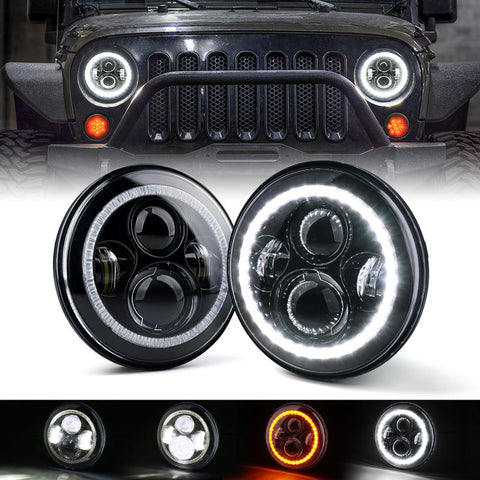 LED Halo Headlights for 2007-2018 Jeep Wrangler JK