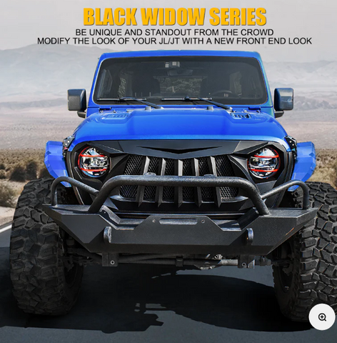 Replacement Grille for Jeep Wrangler JL & Gladiator JT | Black Widow Series