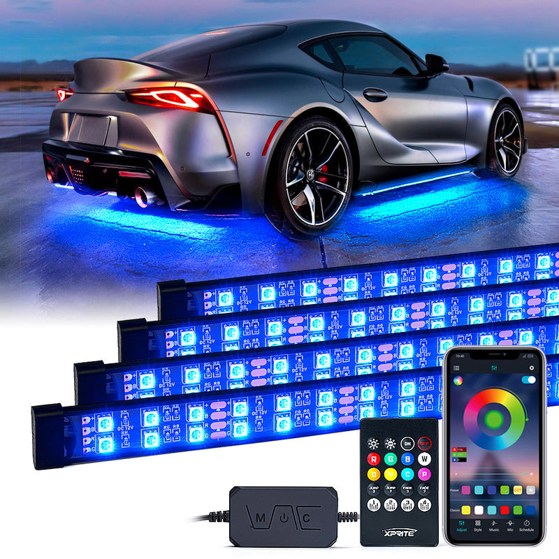 Rivalry Series Dual Row RGB LED Underbody Glow Kit with Remote Control and Bluetooth