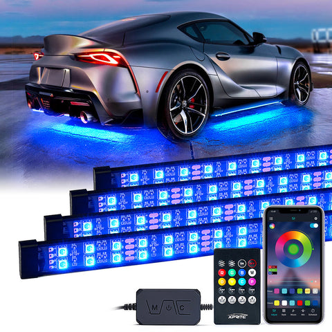 Rivalry Series Dual Row RGB LED Underbody Glow Kit with Remote Control and Bluetooth