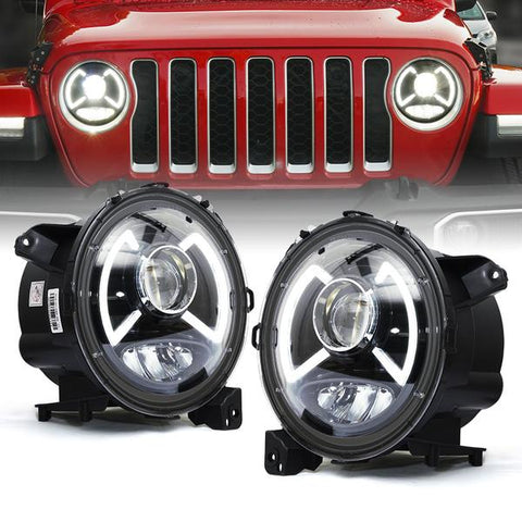 9" DRL LED Headlights Jeep Wrangler JL / Gladiator JT (2018-2023) X-Pro CREE LED Dark Bat Series w/ DRL