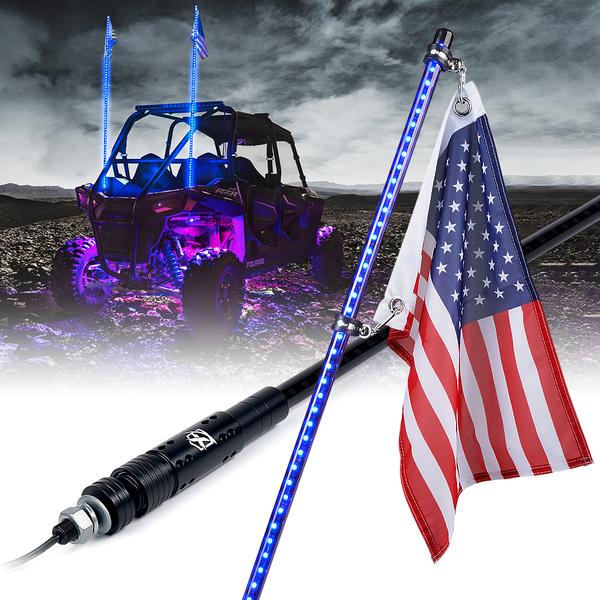 Raven Series 5ft LED Smoked Whip Light with U.S. Flag - B / R / RWB