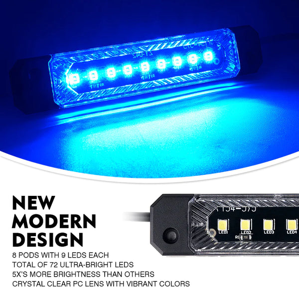 Focal Series Truck Bed Interior Exterior LED Light 8 Pod Set w/ Switch