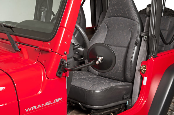 TACTIK Quick Release Side Mirrors - Round Mirrors for 97-18 Jeep Wrangler TJ & JK