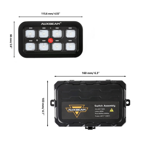 AR-800 RGB SWITCH PANEL WITH APP, TOGGLE/ MOMENTARY/ PULSED MODE SUPPORTED(ONE-SIDED OUTLET)