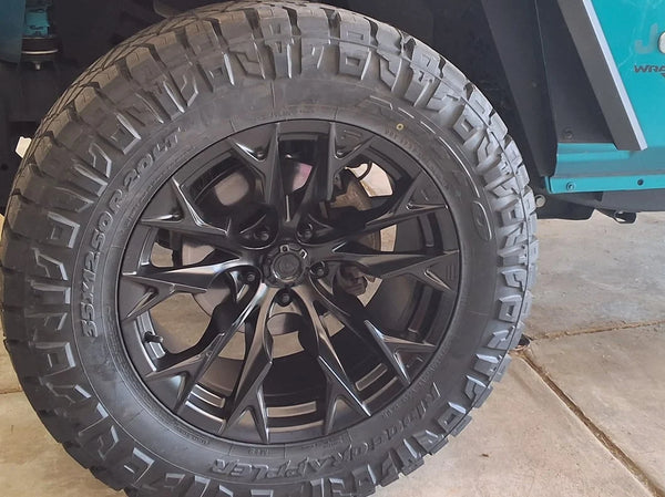 20x10 Fuel Wheels Flame & 35in NITTO All-Terrain Ridge Grappler A/T Tire Package; Set of 5 (18-25 Jeep Wrangler JL)