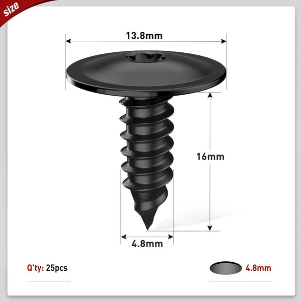 25 Pcs Head 13.8mm Hole 4.8mm Screw Bolt Fender Liner Under Cover Screw Replacement for Audi A3 A4 A5 A6 Volkswagen Porsche Cayenne Macan Taycan N90974701