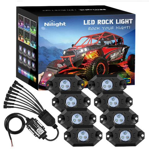 LED RGB Rock Lights Bluetooth Underglow Multicolor Neon (8 Pods)
