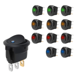 12V 20A Round Blue/Green/Yellow/Red LED SPST Toggle Switch (1pc)