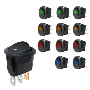 12V 20A Round Blue/Green/Yellow/Red LED SPST Toggle Switch (1pc)