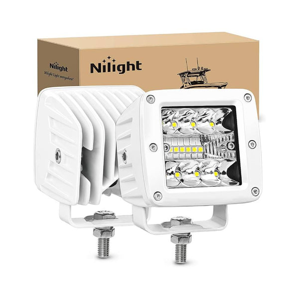 3" 42W Spot Flood Combo White Case Led Work Lights (Pair)